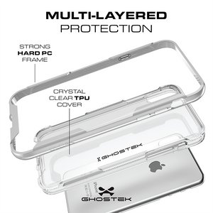iPhone X Case, Ghostek Cloak 3 Series Ultra Slim Clear Hybrid Shockproof Protective Cover Designed for iPhone 10 – Supports Wireless Charging | Silver (Color in image: Gold)