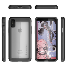 Charger l'image dans la galerie, Ghostek Atomic Slim Hybrid iPhone X Case with Industrial Strength Military Drop Protection for Apple iPhone X 2017 | Supports Qi Wireless Charging | Works with Face ID | Black (Color in image: Gold)

