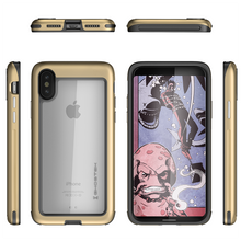 Charger l'image dans la galerie, iPhone X Case, Ghostek Atomic Slim Fit Strong Aluminum Bumper + Soft TPU Shell | Rubber Corners &amp; Bezel | Face ID Compatible | Supports Qi Wireless Charging | Gold (Color in image: Red)
