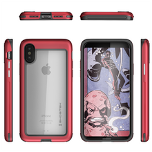 Charger l'image dans la galerie, Ghostek Atomic Slim iPhone X Case with Shockproof Aluminum Bumper Heavy Duty | Supports Qi Wireless Charging + Works Flawlessly with Face ID | Red (Color in image: Gold)
