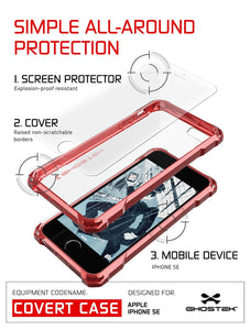 iPhone SE Case, Ghostek® Covert Red, Premium Impact Protective Armor | Lifetime Warranty Exchange (Color in image: space grey)