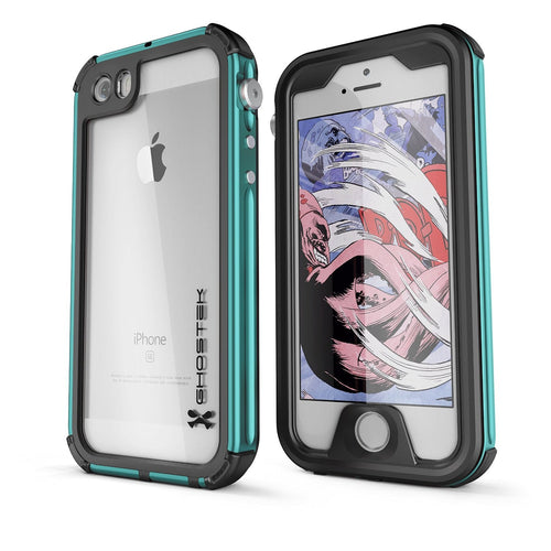 iPhone SE Waterproof Case, Ghostek® Atomic 3.0 Teal Series for Apple iPhone 5, 5S & SE (Color in image: Teal)