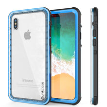 Load image into Gallery viewer, iPhone X Case, PUNKCase [CRYSTAL SERIES] Protective IP68 Certified Cover W/ Attached Screen Protector [LIGHT BLUE] (Color in image: Light Blue)
