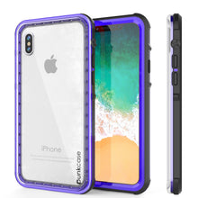 Load image into Gallery viewer, iPhone X Case, PUNKCase [CRYSTAL SERIES] Protective IP68 Certified Cover W/ Attached Screen Protector [PURPLE] (Color in image: Purple)
