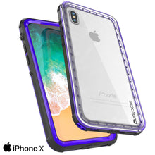 Load image into Gallery viewer, iPhone X Case, PUNKCase [CRYSTAL SERIES] Protective IP68 Certified Cover W/ Attached Screen Protector [PURPLE] (Color in image: Light Blue)
