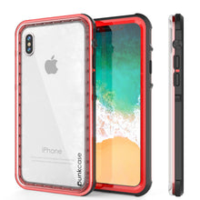 Load image into Gallery viewer, iPhone X Case, PUNKCase [CRYSTAL SERIES] Protective IP68 Certified Cover W/ Attached Screen Protector [RED] (Color in image: Red)
