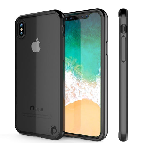 iPhone X Case, PUNKcase [LUCID 2.0 Series] [Slim Fit] Armor Cover W/Integrated Anti-Shock System & Tempered Glass PUNKSHIELD Screen Protector [Black] (Color in image: Black)