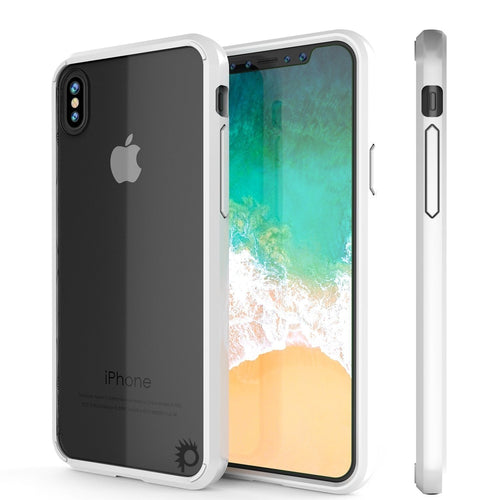 iPhone X Case, PUNKcase [LUCID 2.0 Series] [Slim Fit] Armor Cover W/Integrated Anti-Shock System & Tempered Glass PUNKSHIELD Screen Protector [White] (Color in image: White)