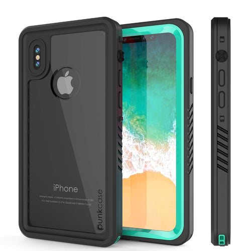 iPhone XS Max Waterproof Case, Punkcase [Extreme Series] Armor Cover W/ Built In Screen Protector [Teal] (Color in image: Teal)