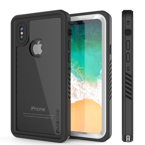iPhone XS Max Waterproof Case, Punkcase [Extreme Series] Armor Cover W/ Built In Screen Protector [White] (Color in image: White)