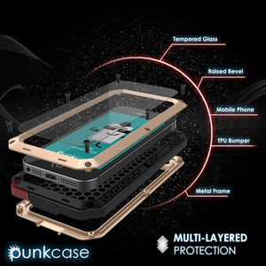iPhone SE/5/5s Case, Punkcase® METALLIC Series GOLD w/ TEMPERED GLASS | Aluminum Frame (Color in image: Black)