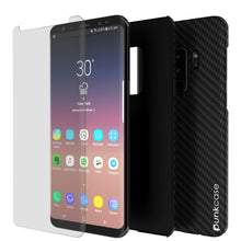 Charger l&#39;image dans la galerie, Galaxy S9 Plus Case, Punkcase CarbonShield, Heavy Duty &amp; Ultra Thin 2 Piece Dual Layer PU Leather Cover [shockproof][non slip] with PUNKSHIELD Screen Protector for Samsung S9 Plus [jet black] 
