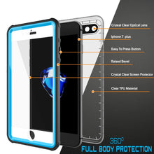 Load image into Gallery viewer, iPhone 8+ Plus Waterproof Case, PUNKcase CRYSTAL Light Blue  W/ Attached Screen Protector  | Warranty (Color in image: black)
