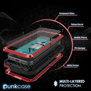 iPhone SE/5/5s Case, Punkcase® METALLIC Series RED w/ TEMPERED GLASS | Aluminum Frame (Color in image: Neon)
