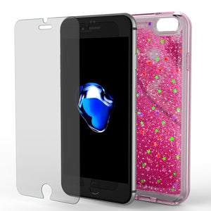 iPhone 7 Case, PunkCase LIQUID Pink Series, Protective Dual Layer Floating Glitter Cover (Color in image: gold)