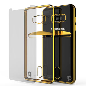 Galaxy S8 Case, PUNKCASE® LUCID Gold Series | Card Slot | SHIELD Screen Protector | Ultra fit (Color in image: Balck)