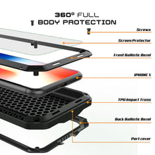 Charger l'image dans la galerie, iPhone X Metal Case, Heavy Duty Military Grade Rugged Black Armor Cover [shock proof] Hybrid Full Body Hard Aluminum &amp; TPU Design (Color in image: Silver)
