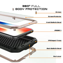 Charger l'image dans la galerie, iPhone X Metal Case, Heavy Duty Military Grade Rugged Black Armor Cover [shock proof] Hybrid Full Body Hard Aluminum &amp; TPU Design (Color in image: Silver)
