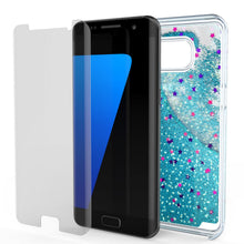 Load image into Gallery viewer, S7 Edge Case, Punkcase [Liquid Teal Series] Protective Dual Layer Floating Glitter Cover with lots of Bling &amp; Sparkle + PunkShield Screen Protector (Color in image: green)
