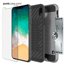 Load image into Gallery viewer, iPhone X Case, PUNKcase [SLOT Series] Slim Fit Dual-Layer Armor Cover &amp; Tempered Glass PUNKSHIELD Screen Protector for Apple iPhone X [Black] (Color in image: Rose Gold)
