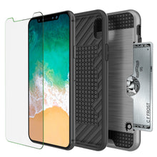 Load image into Gallery viewer, iPhone X Case, PUNKcase [SLOT Series] Slim Fit Dual-Layer Armor Cover &amp; Tempered Glass PUNKSHIELD Screen Protector for Apple iPhone X [Silver] (Color in image: White)
