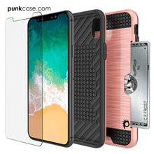 Load image into Gallery viewer, iPhone X Case, PUNKcase [SLOT Series] Slim Fit Dual-Layer Armor Cover &amp; Tempered Glass PUNKSHIELD Screen Protector for Apple iPhone X [Rose Gold] (Color in image: Black)
