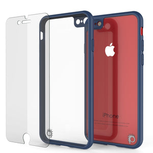 iPhone SE (4.7") Case [MASK Series] [NAVY] Full Body Hybrid Dual Layer TPU Cover W/ protective Tempered Glass Screen Protector (Color in image: white)