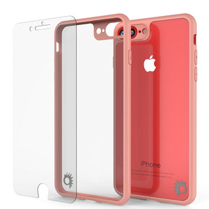 iPhone 8+ Plus Case [MASK Series] [PINK] Full Body Hybrid Dual Layer TPU Cover W/ protective Tempered Glass Screen Protector (Color in image: white)