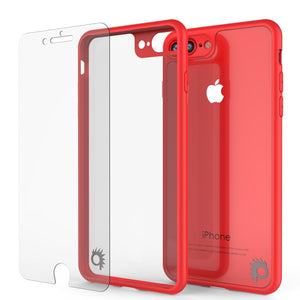 iPhone 8+ Plus Case [MASK Series] [RED] Full Body Hybrid Dual Layer TPU Cover W/ protective Tempered Glass Screen Protector (Color in image: white)