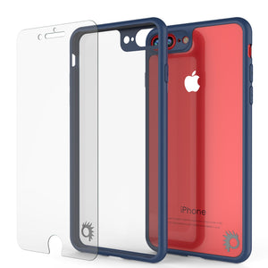 iPhone 7 PLUS Case [MASK Series] [NAVY] Full Body Hybrid Dual Layer TPU Cover W/ protective Tempered Glass Screen Protector (Color in image: white)