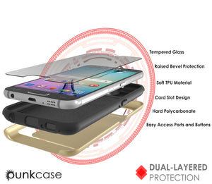 Galaxy S6 EDGE Case PunkCase CLUTCH Gold Series Slim Armor Soft Cover Case w/ Screen Protector (Color in image: Silver)