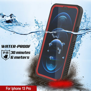 iPhone 13 Pro  Waterproof Case, Punkcase [Extreme Series] Armor Cover W/ Built In Screen Protector [Red] (Color in image: Light Green)