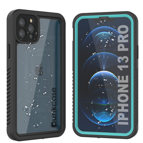 iPhone 13 Pro  Waterproof Case, Punkcase [Extreme Series] Armor Cover W/ Built In Screen Protector [Teal] (Color in image: Teal)