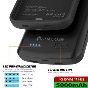 Coque de batterie iPhone 15 Plus, PunkJuice 5000mAH Power Bank de charge rapide avec protecteur d'écran | [Or]