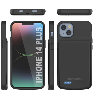 Coque batterie iPhone 15 Plus, PunkJuice 5000 mAh power bank avec recharge rapide et protecteur d'écran | [Noir]