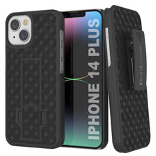 Charger l&#39;image dans la galerie, Étui Punkcase pour iPhone 14 Plus avec protecteur d&#39;écran en verre trempé, clip ceinture holster et support intégré [Noir]
