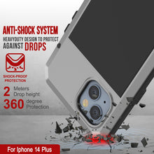 Load image into Gallery viewer, Coque en métal pour iPhone 15 Plus, étui résistant de qualité militaire [anti-choc], rigide avec corps complet [argenté]

