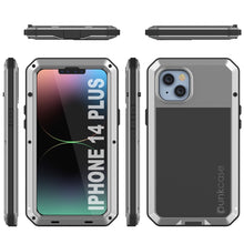 Load image into Gallery viewer, Coque en métal pour iPhone 15 Plus, étui résistant de qualité militaire [anti-choc], rigide avec corps complet [argenté]
