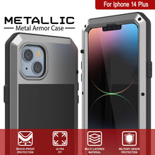 Load image into Gallery viewer, Coque en métal pour iPhone 15 Plus, étui résistant de qualité militaire [anti-choc], rigide avec corps complet [argenté]
