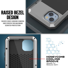 Load image into Gallery viewer, Coque en métal pour iPhone 15 Plus, étui résistant de qualité militaire [anti-choc], rigide avec corps complet [argenté]
