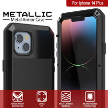 Load image into Gallery viewer, Coque en métal pour iPhone 15 Plus, robuste, de qualité militaire [anti-choc], intégrale, rigide [noire].
