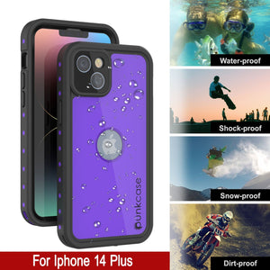 Étui étanche IP68 pour iPhone 14 Plus, Punkcase [Violet] [Série StudStar] [Ajustement slim] [Anti-poussière]