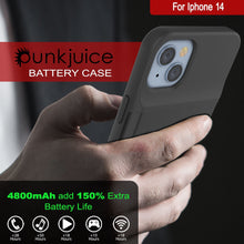 Load image into Gallery viewer, iPhone 14 Battery Case, PunkJuice 4800mAH Fast Charging Power Bank W/ Screen Protector | [Black] 
