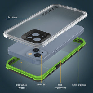 Coque imperméable Punkcase pour iPhone 14 [Série Aqua] Étui de protection [Transparent Noir] [Arrière transparent]