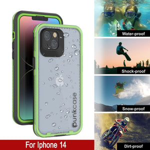 Coque imperméable Punkcase pour iPhone 14 [Série Aqua] Étui de protection [Transparent Noir] [Arrière transparent]