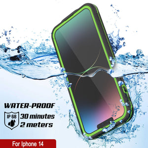 Coque étanche Punkcase iPhone 14 [Série Aqua] Protection blindée [Noir-Vert]