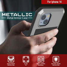 Load image into Gallery viewer, Étui en métal pour iPhone 15, Coque robuste de qualité militaire [antichoc] en corps complet [argenté]
