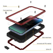 Load image into Gallery viewer, Coque en métal pour iPhone 15, étui robuste de qualité militaire [antichoc] intégral et solide [vert foncé]
