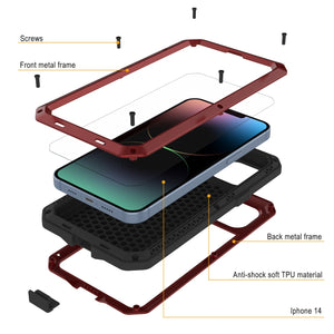 Coque en métal pour iPhone 15, étui robuste de qualité militaire [antichoc] intégral et solide [vert foncé]