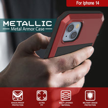 Load image into Gallery viewer, Coque en métal pour iPhone 14, étui blindé antichoc de qualité militaire, résistant et robuste [rouge].
